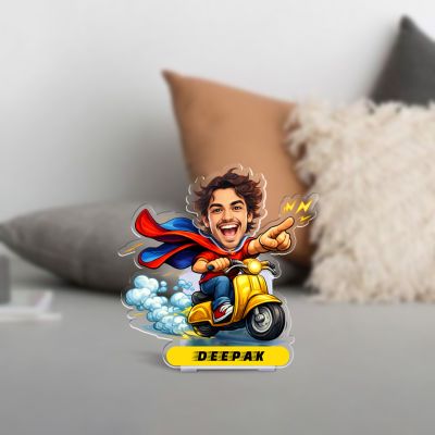 Personalized Superman Cartoon Theme Funny Face Caricature Solar Powered Moving Head Feature for Car Dashboard & Table Decor Custom with Name Birthday Return Gift for Kids & Friends